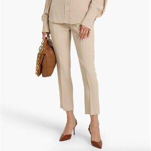 Brunello Cucinelli Silk Blend Crepe Slim Leg Ankle Elastic Waist Pant Beige Sz 4
